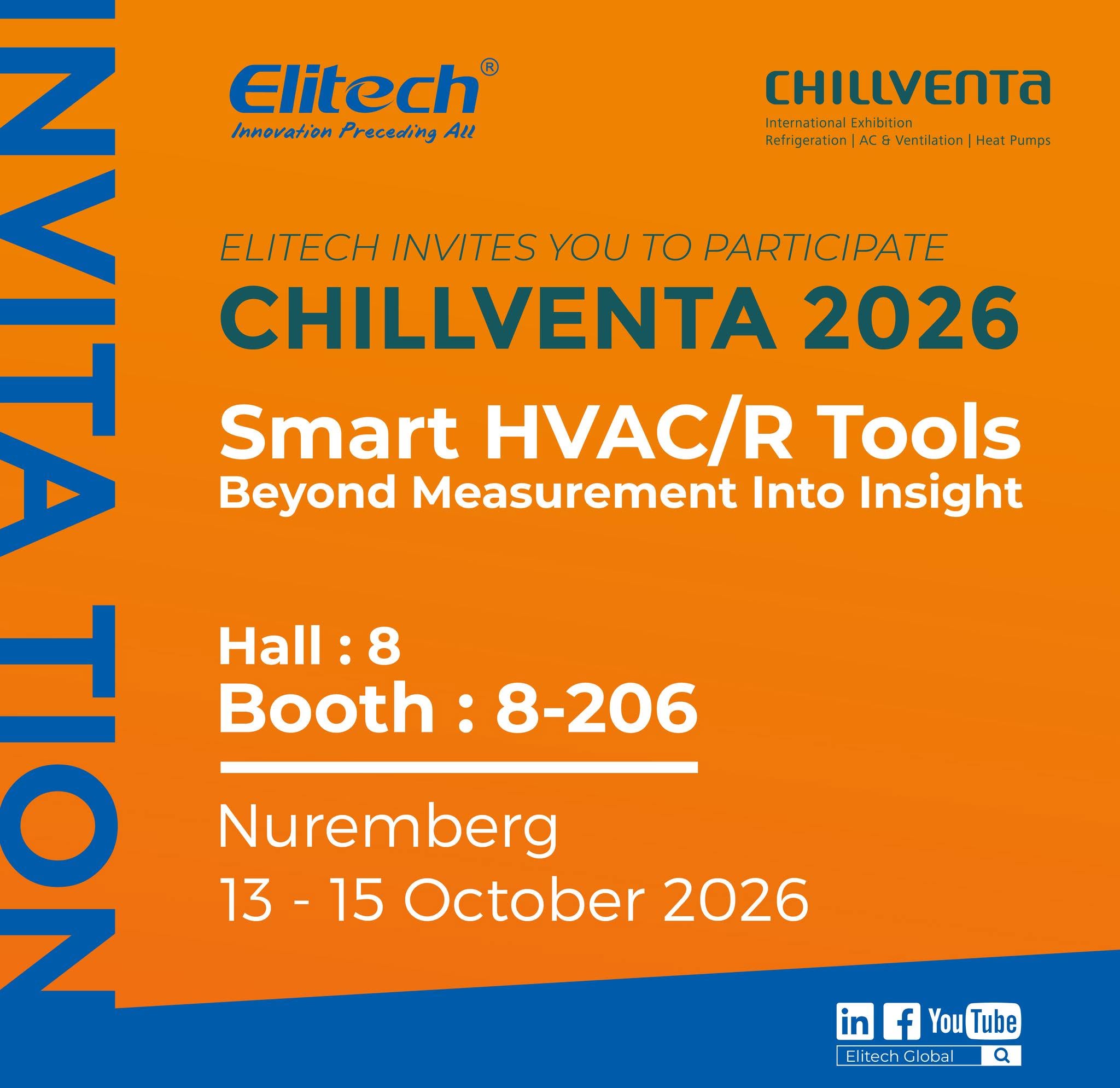 Zaproszenie Elitech na targi Chillventa 2026 w Norymberdze, 13–15 października